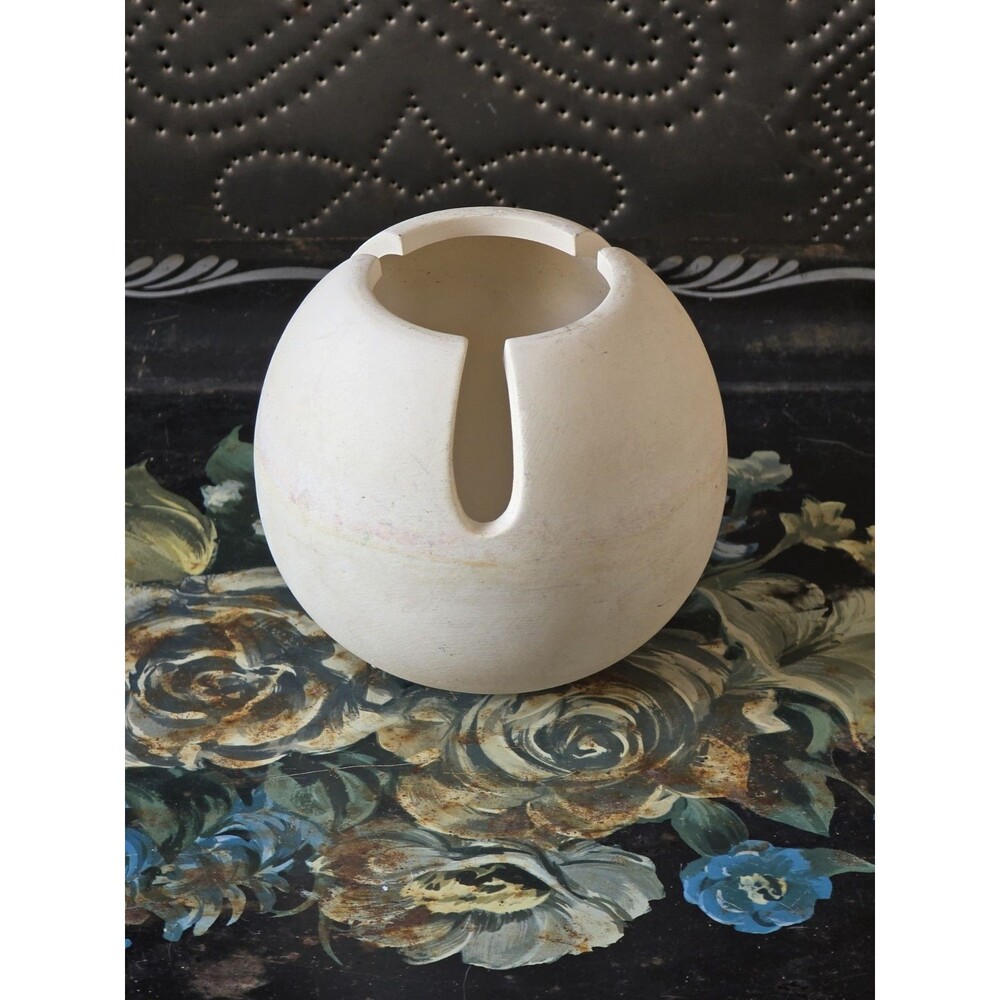 Vintage Mid Century Modern Pottery Art Ball Orb Ashtray White